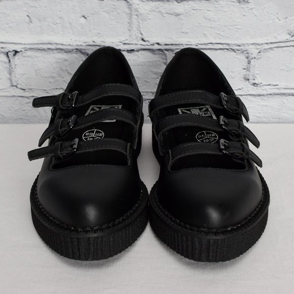 NEW IN BOX T.U.K. Footwear Women's Black TUKskin Pointed 3-Strap Mary Jane Shoes - Picture 3 of 8